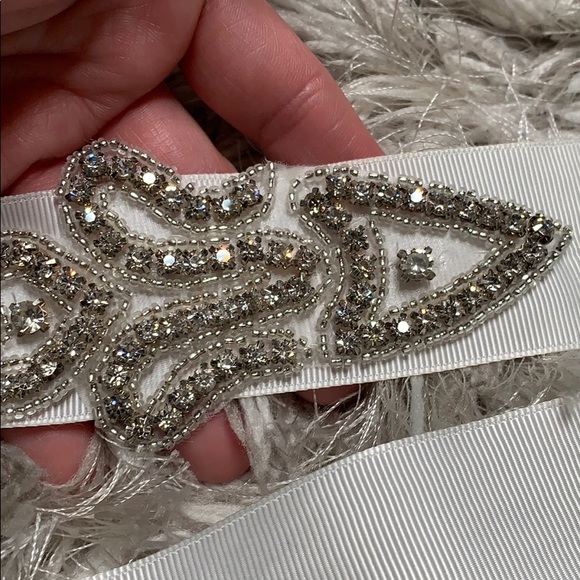 Crystal bridal beaded belt sash wedding - Picture 4 of 16